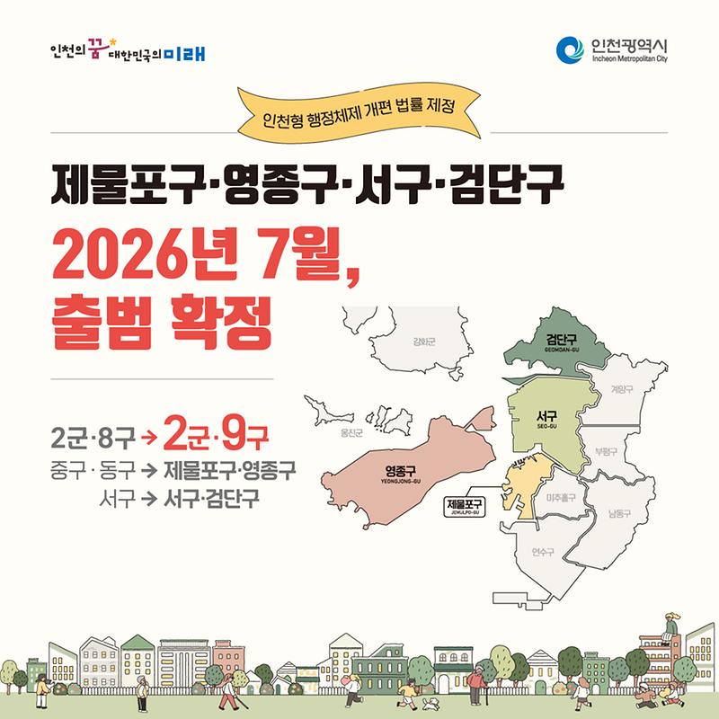 서구·검단구. 2026년 7월 출범 확정 사진
